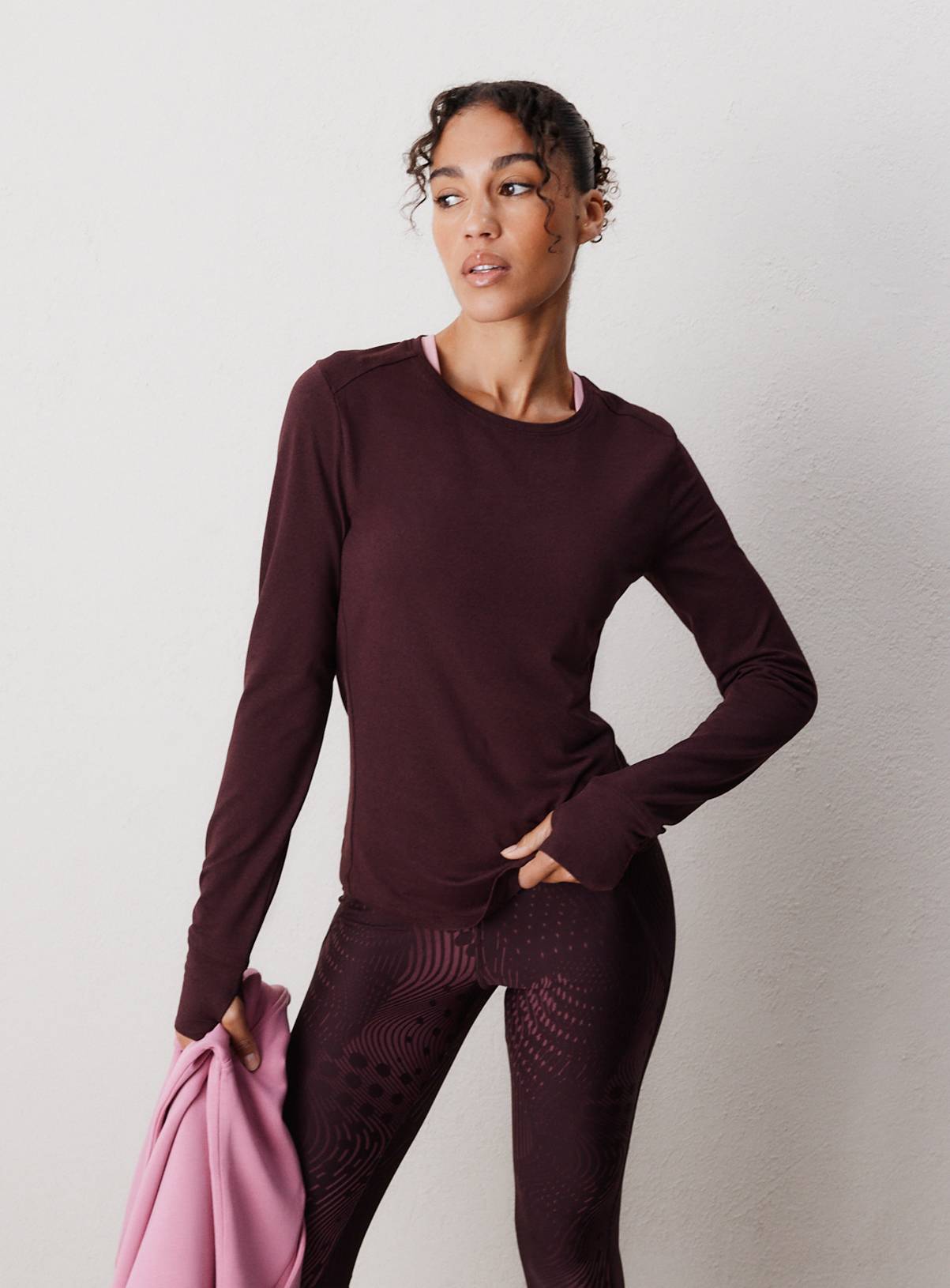 REAKTIV Dark Red Long Sleeve Soft Touch Marl Top L - Image 4